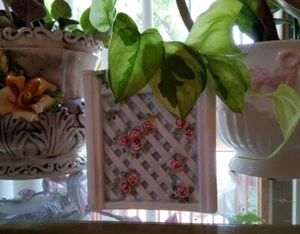 LBK Flower Pot Planter Vtg Home Garden Decor Plants Ceramic Pink White Pair Set - Picture 1 of 11