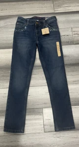 Lands End Boot Cut Stretch Blue Jeans Big Kids Size 8 rhinestones - Picture 1 of 8