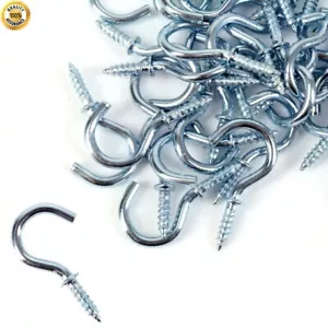 50 x SILVER CUP HOOKS Small 25mm Shouldered Screw In Key Hanger Kitchen Utensil - Picture 1 of 2