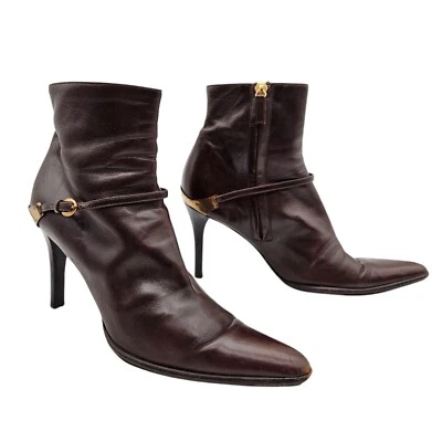 Zapatos de tacón de aguja Ralph Lauren vintage - cuero de becerro suave, chocolate oscuro - EE. UU. 7,5 Foto 1 de 4