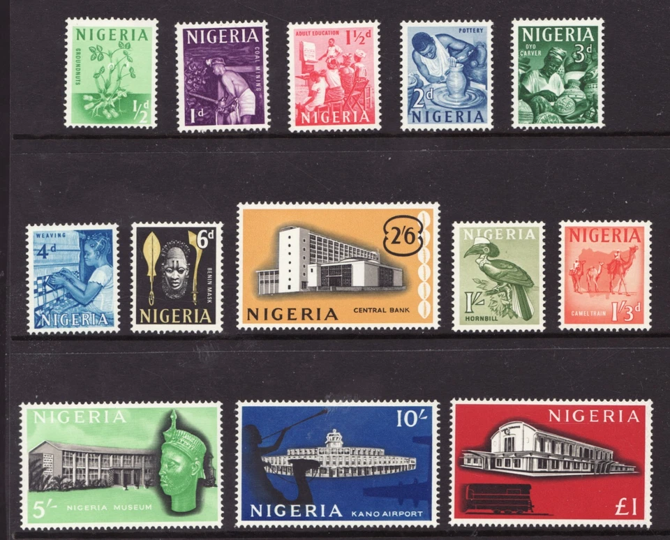 1961 Нигерия Sc # 101-13 - окончательная серия. Набор почтовых марок MH CV$29,95 - Изображение 1 из 1