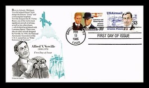 US COVER ALFRED V VERVILLE AVIATION PIONEER AIR MAIL FDC COMBO ARISTOCRAT CACHET