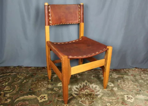 Saddle leather side chair, Biermann Werner for Arte Sano, Bogota, Columbia Cover