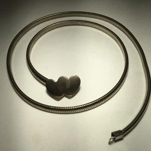 VINTAGE HEART SILVER TONE METAL STRETCH BELT - Picture 1 of 5