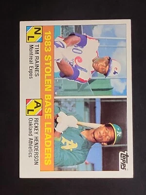 1984 Topps Rickey Henderson - Tim Raines #134 Stolen Base Leaders  - Image 1 of 2