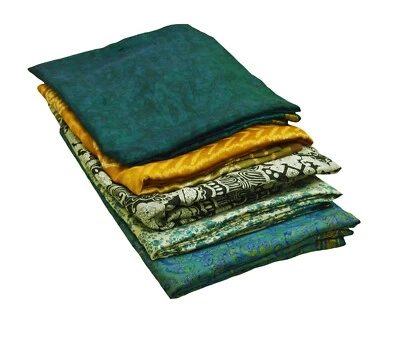 Vintage Lot Of 5 Sarees Recycled Used Felting Quilting Pure Silk Sari defects - Image 1 of 4