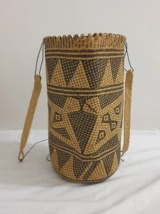 🔶VINTAGE AJAT BASKET BAG PENAN PEOPLE BORNEO 20th CENTURY TRIBAL ART DURIAN #1 - Picture 1 of 9