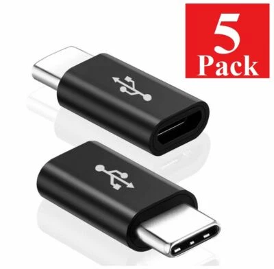 5 Pack Micro USB to Type C Adapter Converter Micro-B to USB-C Connector USA - Image 1 of 4
