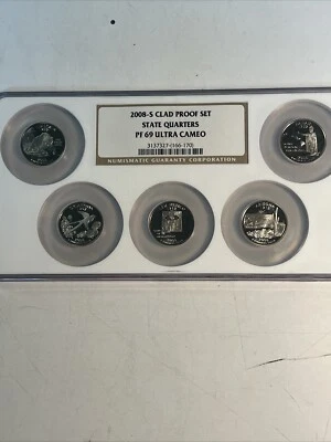 2008-S Clad Proof Set State Quarters 5 Pc NGC PF69 Ultra Cameo - Image 1 of 2