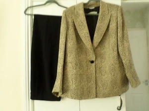 Marina Rinaldi NWOT size 20/22 gold black silk wool mix lined jacket & trousers - Picture 1 of 14