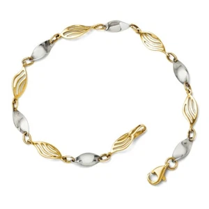 14k 14kt Two-tone Yellow/White Gold Bracelet Lobster Clasp 7 inch X 5 mm - Picture 1 of 2