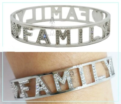 Bracciale da donna in acciaio con scritta family famiglia - Immagine 1 di 4