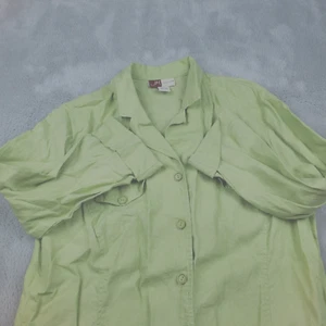 JM Collection Women's Shirt Size 12 100% Linen Top Popover Roll Tab Sleeve - Picture 1 of 5