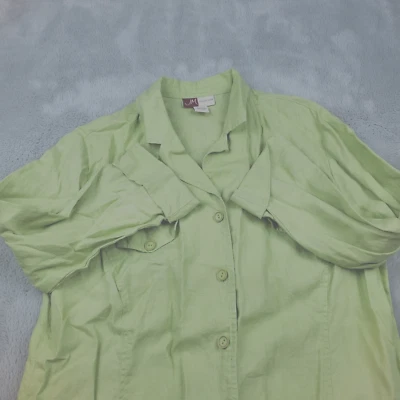 JM Collection Women's Shirt Size 12 100% Linen Top Popover Roll Tab Sleeve - Image 1 of 4