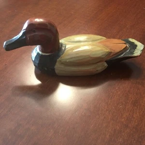 Vintage HANDGESCHNITZTER BEMALTER ENTENKÖDER AUS HOLZ - Bild 1 von 7