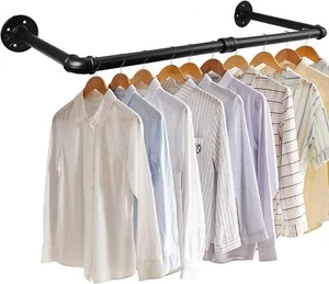 Kleiderstange Garderobenstangen Industrial 60cm Hängeregal Wand 50kg Wandmontage - Bild 1 von 11