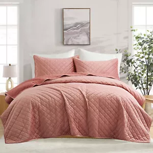 Lujoso Conjunto de Cubierta de Terciopelo Reversible UNIKOME Elegante y Cómodo, Rosa - Imagen 1 de 5