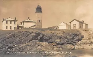 Tarjeta postal con foto real faro cola de castor Jamestown RI - Imagen 1 de 1