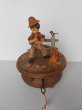 Thorens Music Box Waltz of Flowers Boy Playing Flute Deer Birds