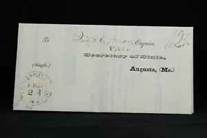 Maine: Narragaugus 1843 Notary Public Stampless Cover DPO Washington Co - Picture 1 of 3
