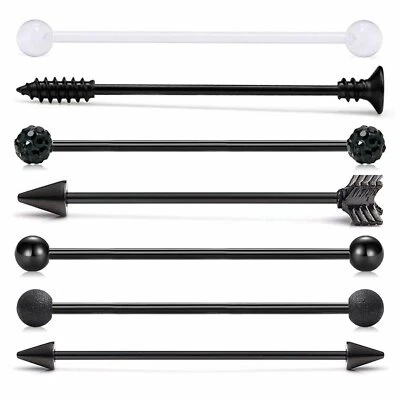 7 peças conjunto de piercing industrial de aço inoxidável cartilagem orelha 14G - Imagem 1 de 4
