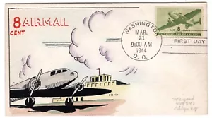 C26 Transport 8c First Day Cover 1944 Weigand Hand Painted - Picture 1 of 1