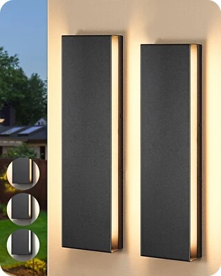 EDISHINE 2 Pack LED Outdoor Wall Lights Dimmable, 3CCT Black Exterior Light 15.7 - Image 1 of 4