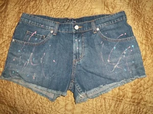 Victoria's Secret London Jean Splattered Denim Cut Off Hem Frayed Shorts 8 New - Picture 1 of 8