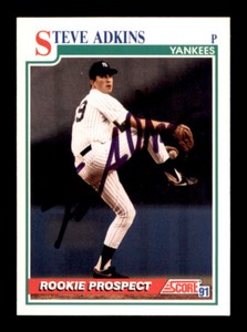 1991 Score - Steve Adkins - On Card Autograph