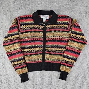 Vintage Nuggets Knit Collared Sweater Full Zip Tribal Multicolor Womens Size M - Picture 1 of 8