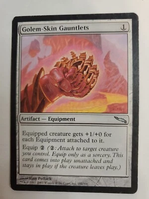 MTG Magic The Gathering Card Golem-Skin Gauntlets Artifact Equipment Mirrodin  - Image 1 of 2