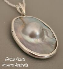 925 Sterling Silver South Pacific Mabe Blister Pearl #SP44