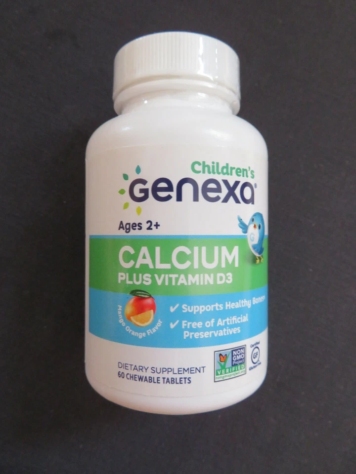 Niños Genexa Edades 2+ Calcio Más Vitamina D3 60 Comprimidos Masticables *6 Foto 1 de 1