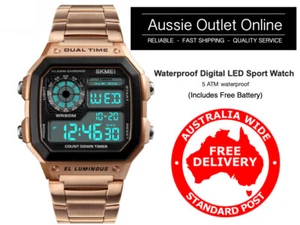 SKMEI Waterproof digital LED sport Watches men Stainless Steel ROSE - Aussie NSW - Bild 1 von 8