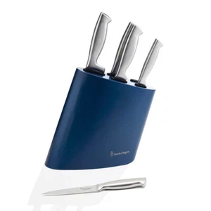 Stanley Rogers 6pc Modern Steel Metallic Baltic Blue Knife Block 6 Piece - Picture 1 of 5