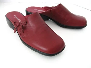 Easy Spirit Scone Mules Clogs Dark Red Leather 7.5 W - Picture 1 of 6