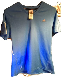 Adidas Women's Clima Cool T-Shirt Top Blue Short Sleeve Large - Picture 1 of 5