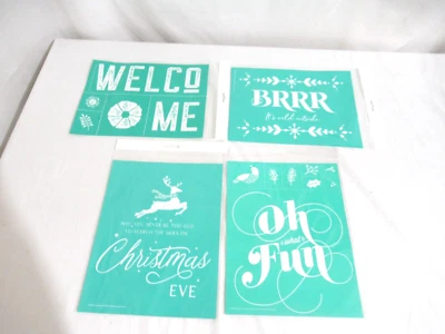 Chalk Couture Lot of 4 Chalk Stencils Size B Christmas Eve Oh What Fun Brrr Cold - Image 1 of 4