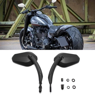 2x Espelhos retrovisores laterais foscos para motocicleta Harley Fatboy Fat Bob - Imagem 1 de 4