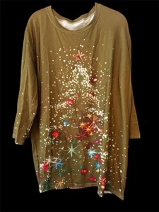 Damen 3x 3/4 Arm Stretchig Olivine Farbe Weihnachten Top! - Bild 1 von 3
