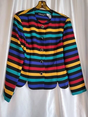 Chaqueta/cárdigan vintage Sag Harbor 12 rayas multicolores chic años 80-90 preppy Foto 1 de 4