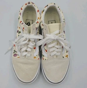 Vans Old Skool Poppy Floral Size 7.5W Beige Cream Athletic Shoes Sneakers EUC - Picture 1 of 13