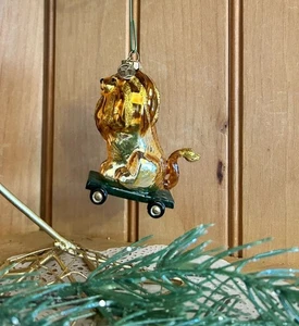 Vintage Dept 56 Lion Glass Christmas Ornament Circus Animal Glitter - Picture 1 of 5