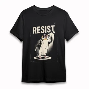 Women's Oversize Comfortable Classic T Shirt Penguin Bird Fish Circle Motif Tee - Picture 1 of 6