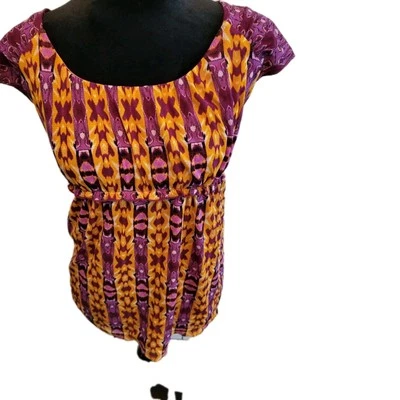 Vintage,  y2k Mesh  Orange And Purple Babydoll Tank XL  Festival Vacation Summer - Image 1 of 4