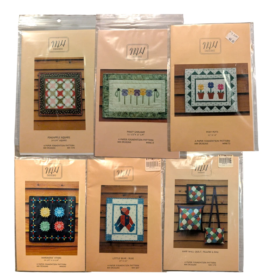 Vintage MH Designs Sewing Paper Foundation Piecing Quilt Patterns 9 Options - Image 1 of 1