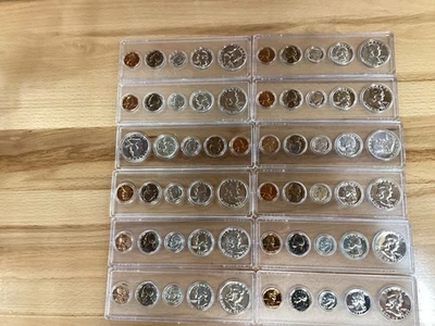 1957 US Silver Proof Sets Lot of 12 Gem Sets in Whitman Holders  E1757 - Image 1 of 4