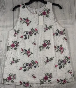Charter Club Tank - Floral Embroidered Lace Tunic Or Top - Lined - Size Large - Picture 1 of 7