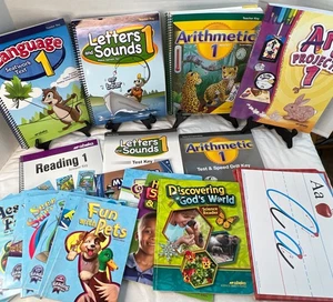 Abeka 1st Grade Readers Teacher Keys Lot of 20 Books + Cursive Cards Please READ - Picture 1 of 19