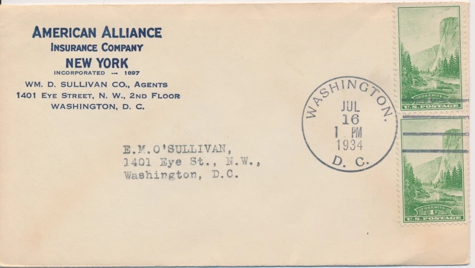 #740 Yosemite National Park American Alliance Insurance corner First Day cover - Image 1 of 1